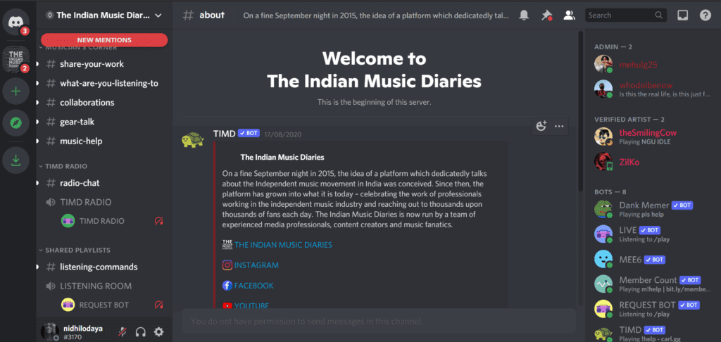 Screenshot 209 How Are Musicians Using Discord, Clubhouse and Spotify Greenroom?