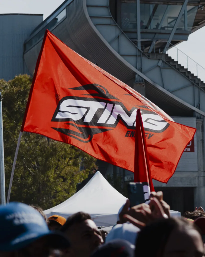 Alan Walker and STING Energy® Capture the Sound of F1 in New Track “The Sting Within Me” 23 Verticle Sting Energy Banner at the live performance Alan Walker and STING Energy® Capture the Sound of F1 in New Track “The Sting Within Me”